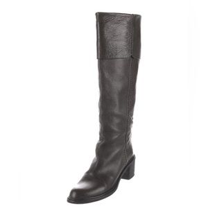 Chloé black leather whipstitch trim riding boots size 7